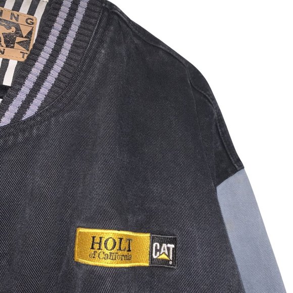 Vintage Denim Varsity Baseball Bomber Jacket - Picture 2 of 7